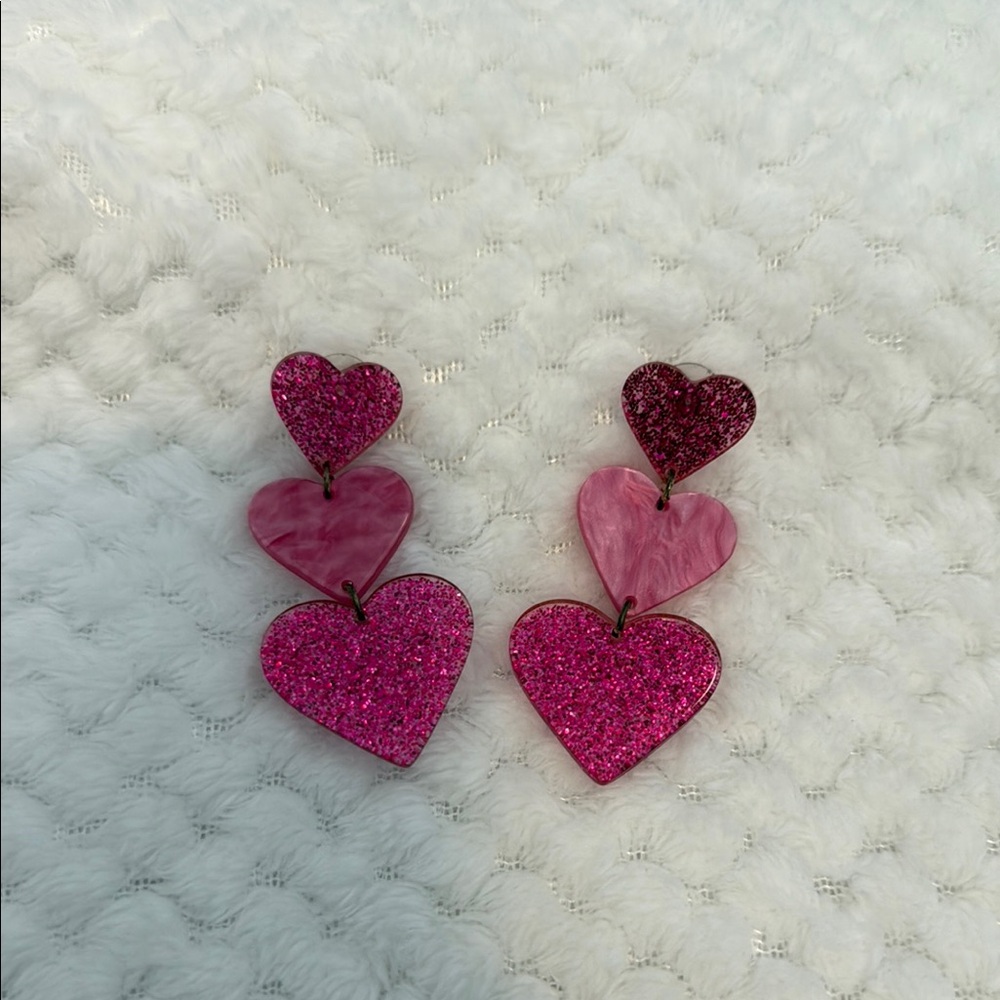 Pink Heart Drop Earrings